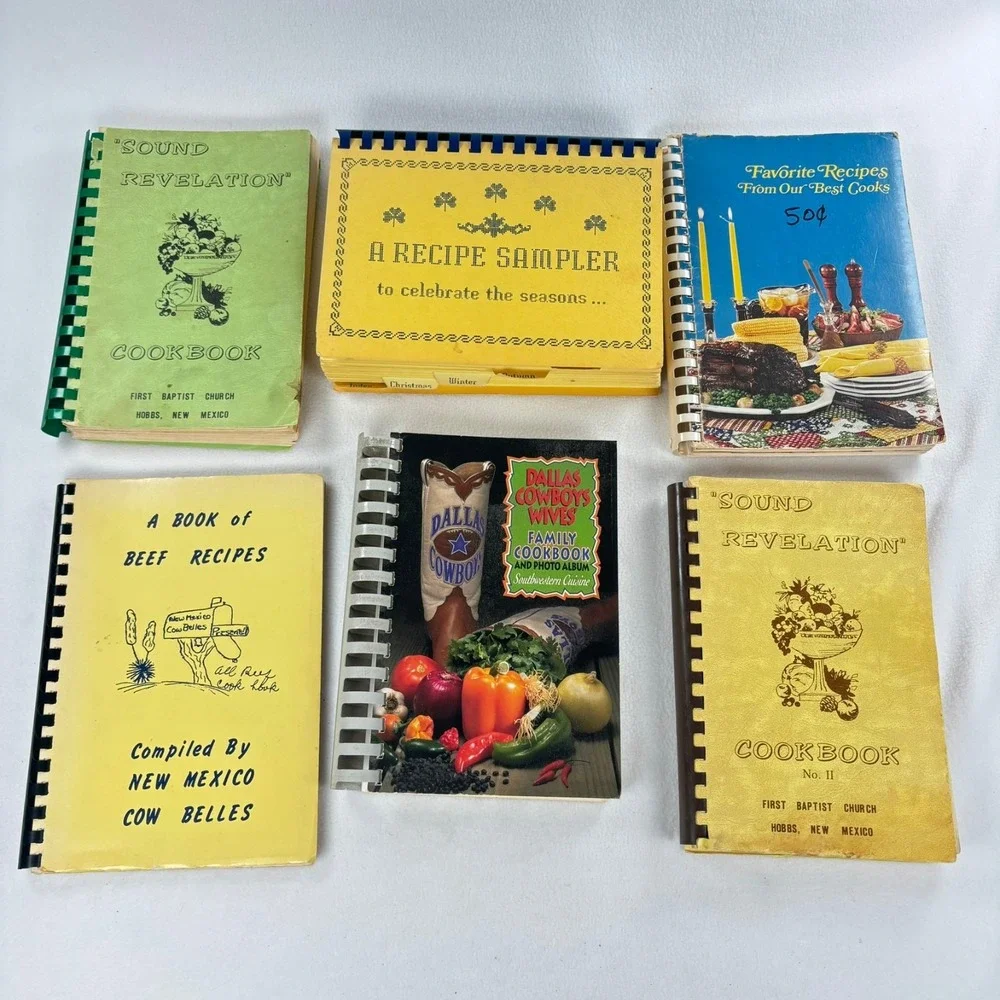 Lot of 6 - Church Cookbooks + Dallas Cowboys Wives Recipes Cook Book Homecooked - Picture 1 of 5
